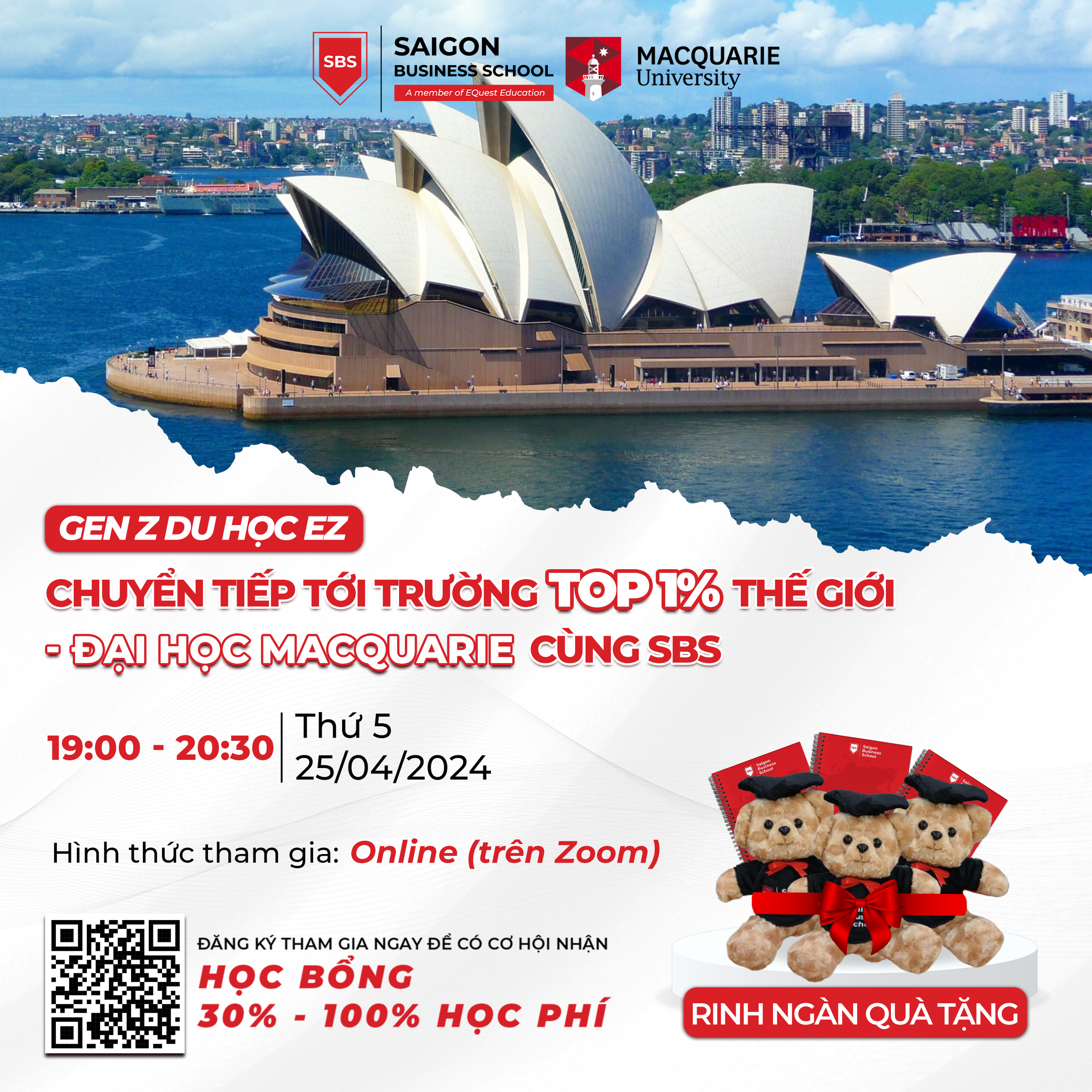 WEBINAR GEN Z DU HỌC EZ: CHUYỂN TIẾP TỚI TRƯỜNG TOP 1% THẾ GIỚI (ĐẠI HỌC MACQUARIE) CÙNG SBS